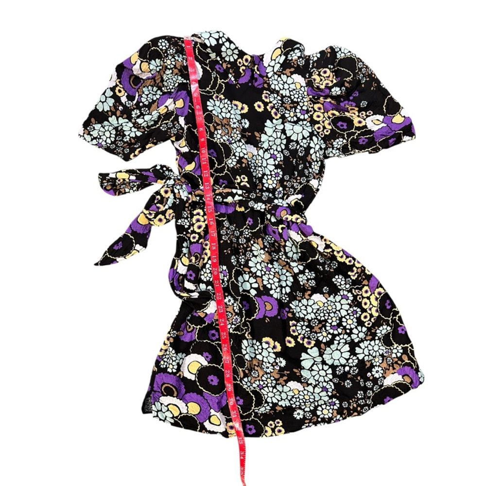 Ted Baker Saskiie Black Floral Mini Dress Size US 4 - Picture 4 of 11